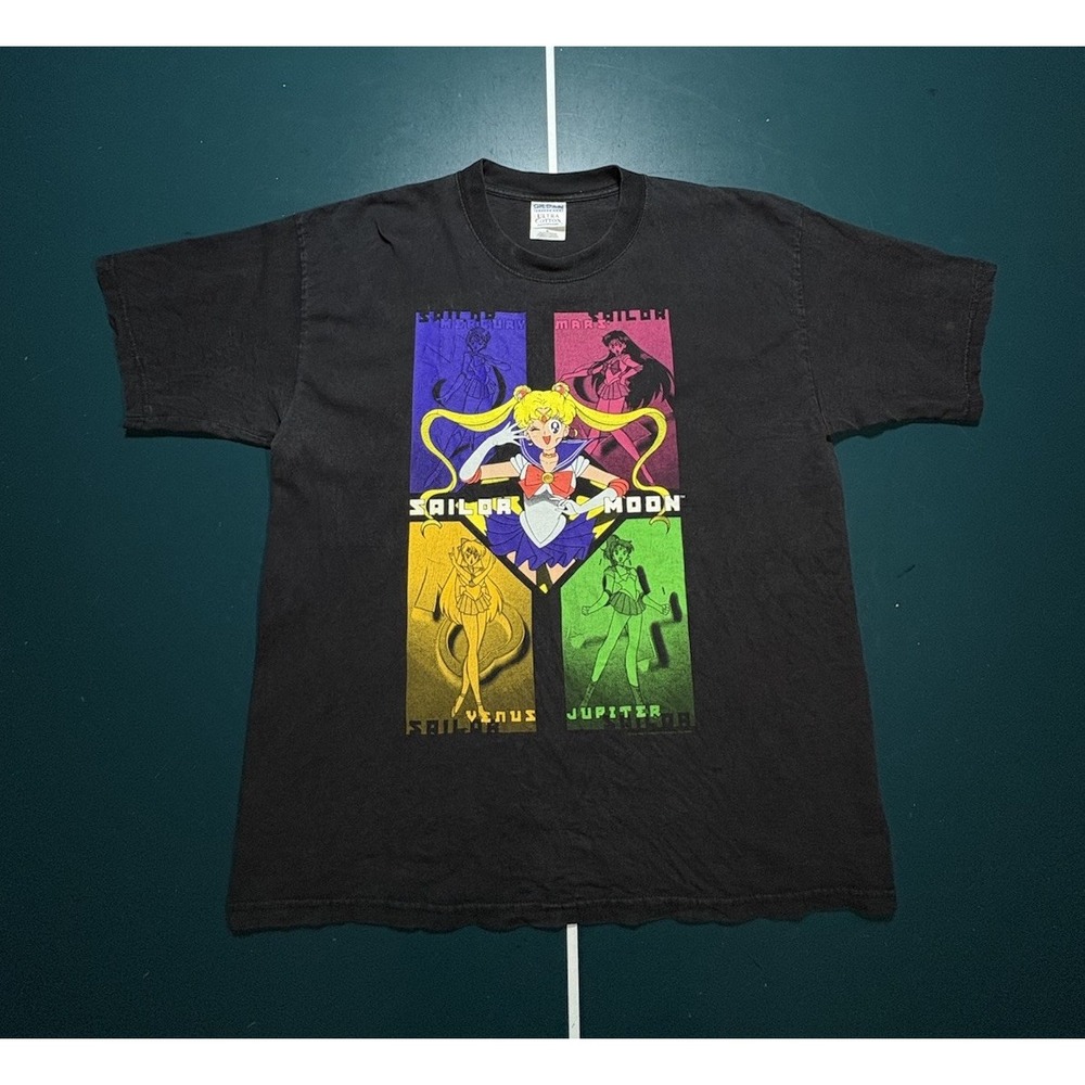 Vintage Sailor Moon T Shirt Men's XL Black 1998 Manga TV Anime‎ Character Rare